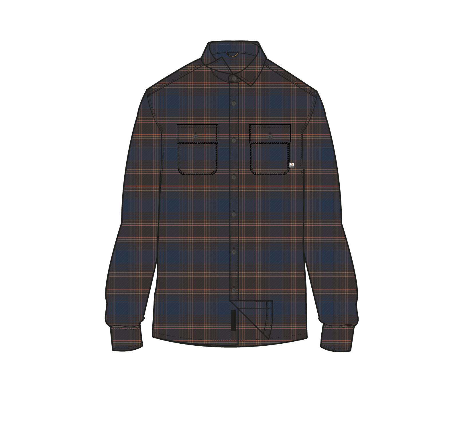 Island Twill Shirt - Rich Navy/Espresso Check
